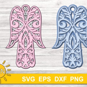 Download 3d Layered Mandala Angel Svg 5 Layers Cut File Set Of Two 3d Etsy