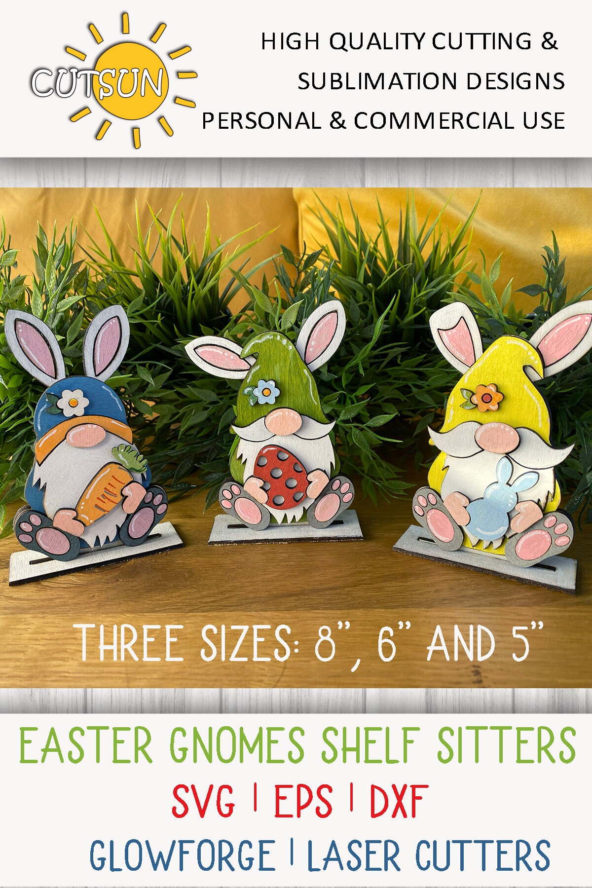 Easter Gnome SVG | Standing Gnome Shelf Sitters Laser Cut File ...
