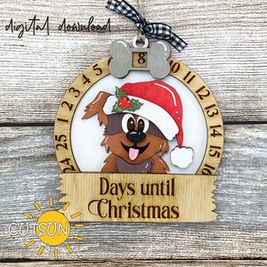 Compte à rebours de Noël SVG compte à rebours chien SVG découpé au laser fichiers jours avant Noël Svg compte à rebours pour Noël Svg ornement de Noël
