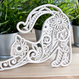 3D Layered Mandala Cat SVG 5 strati file di taglio / 3D layered DXF taglio laser / Uso commerciale Glowforge / Cricut / Silhouette
