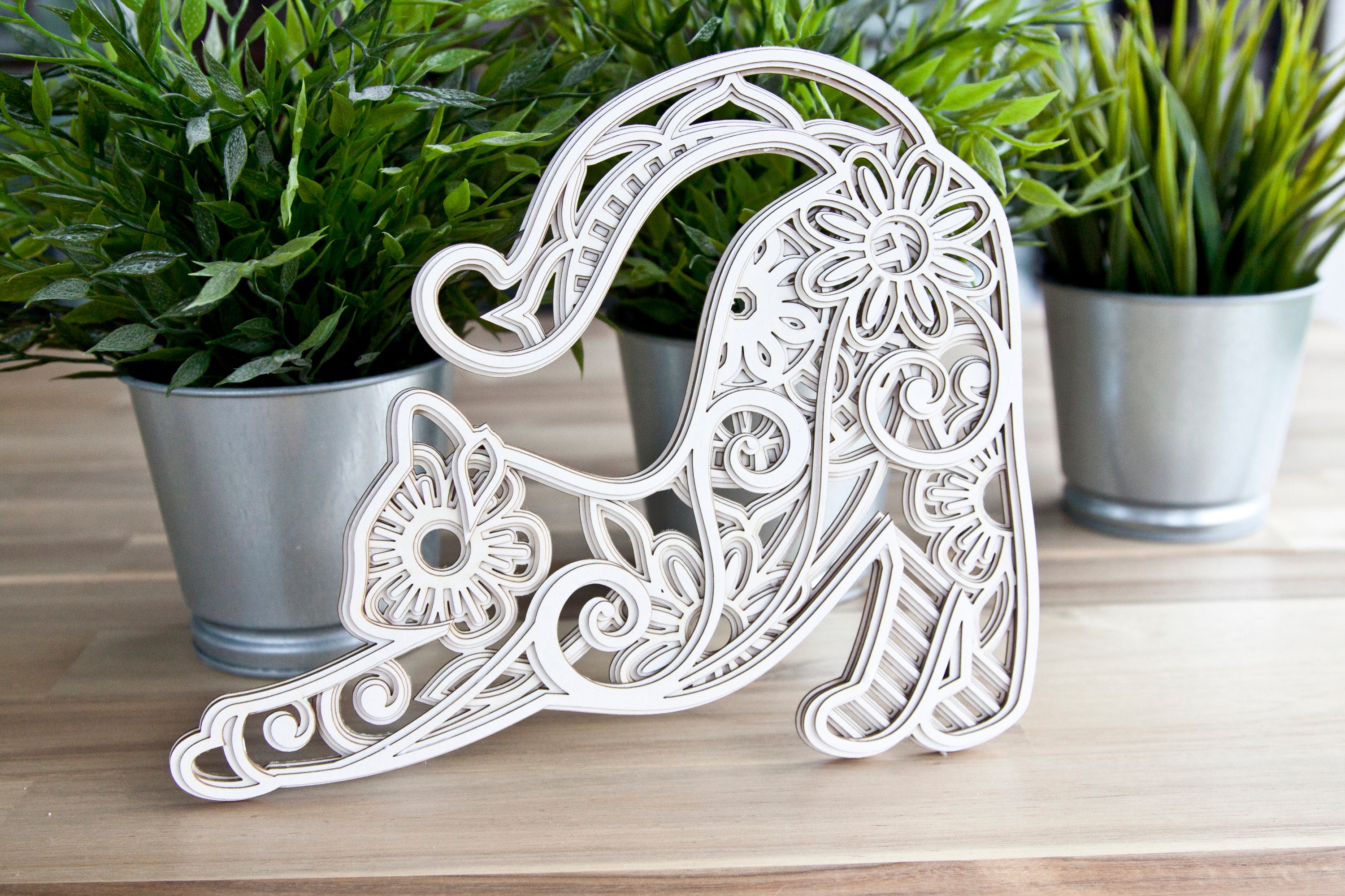 3D Layered Mandala Cat SVG 5 layers cut file 3D layered DXF | Etsy