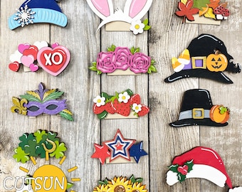 Add-Ons Bundle SVG for Round Interchangeable Animal Door Hangers | Laser Cut File