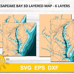 Mehrschichtige Chesahead Bay SVG EPS DXF - 6 schichten | Cricut | Silhouette | Glühschmiede | Laserschneider