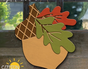 Acorn Door Hanger SVG Bundle | Fall Front Door Signs | Laser Cut Files | Cricut SVG
