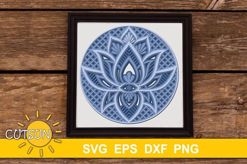 Download 3D Layered Lotus Mandala SVG 4 layers 3D layered DXF laser | Etsy