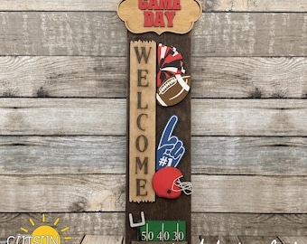 Game Day Porch Leaner Add-On SVG, Football Welcome Sign Laser Cut File, Interchangeable Sports Decor, Football Shelf Sitter