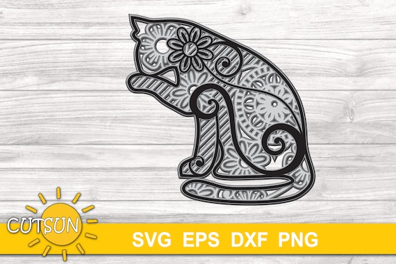 Download 3d Layered Mandala Cat 2 3d Layered Dxf Laser Cut Svg 5 Etsy