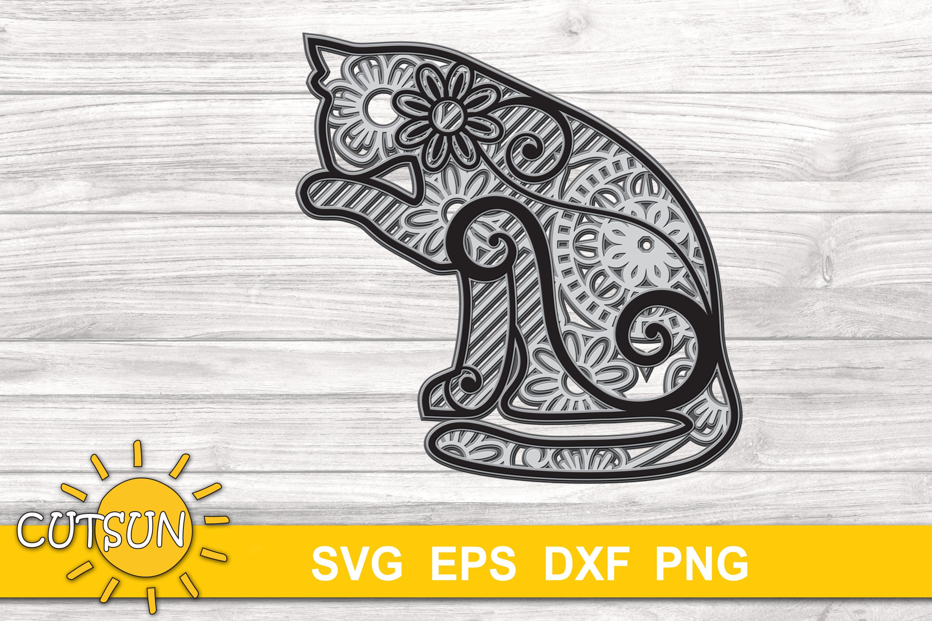 Download 3d Layered Mandala Cat 2 3d Layered Dxf Laser Cut Svg 5 Etsy