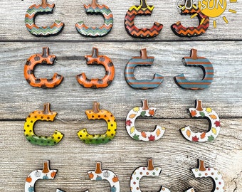 Pumpkin Hoop Earrings SVG Bundle | Fall Laser Cut Jewelry SVG Files for Glowforge | Autumn Pumpkin Earring Template