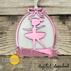 Ballerina Ornament SVG | Personalized Name Ornament | Mirror Acrylic Christmas Decoration | Ballet Dancer Ornament | Laser Cut File