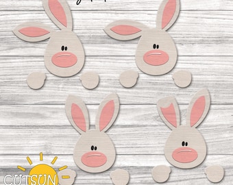 Easter Bunny SVG Bunny Faces SVG Laser cut file Cute bunny basket tags svg  Easter svg Cricut svg Silhouette svg