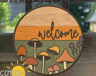 Mushroom Door Hanger SVG | Fall Front Door Sign | Laser Cut File
