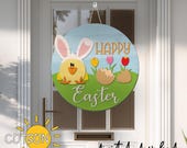 Hatching Chicken Easter Door Hanger SVG | Bunny Ears Welcome Sign (Digital Download)