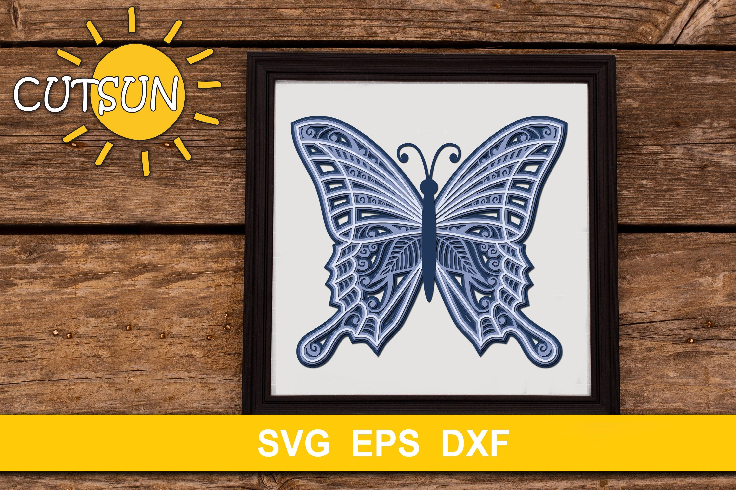 Download 3d Layered Mandala Butterfly Svg 5 Layers Cut File Glowforge Etsy