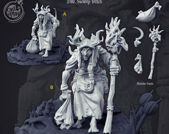 Swamp witch miniature - CastnPlay - DnD miniatures - Role Playing Game - Tabletop Miniature - dungeons and dragons - D&D