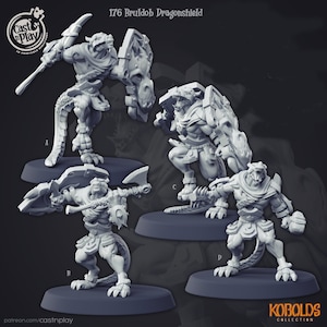 Kobold Fighter miniatures - DnD miniatures - fantasy Role Playing Game - Pathfinder - Tabletop Miniature - dungeons and dragons - D&D