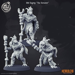 Kobold Sorcerer miniatures - DnD miniatures - fantasy Role Playing Game - Pathfinder - Tabletop Miniature - dungeons and dragons - D&D