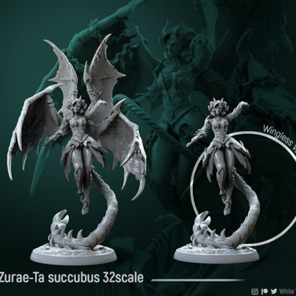 Succubus-miniatuur - DnD-miniaturen - Rollenspel - Miniatuur op tafel - kerkers en draken - witte weerwolftaverne - D&D