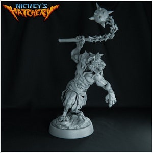 Miniatura de luchador Gnoll Flailer / Miniatura de fantasía / Miniaturas DnD / DND / Juego de mesa / RPG / Pathfinder / Nickeys hatchery D&D