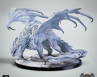Miniatura de Dragón Blanco Cromático - Miniaturas reescalables - Miniaturas DnD - Juego de rol - Miniaturas de mesa - Mazmorras y dragones - D&D