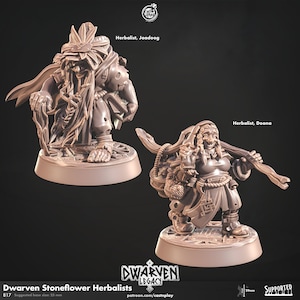 Dwarven Herbalist miniature - CastnPlay - DnD miniatures - fantasy Role Playing Game - Tabletop Miniature - dungeons and dragons - D&D