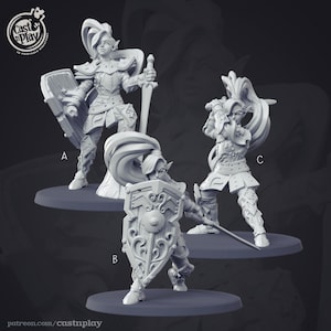 Female elven fighter miniature - CastnPlay - DnD miniatures - Role Playing Game - Tabletop Miniature - dungeons and dragons - D&D