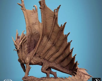 Miniatura legendaria de dragón dorado metálico - Miniaturas de DnD - Juego de rol - Miniatura de mesa - Dungeons and Dragons - D&D