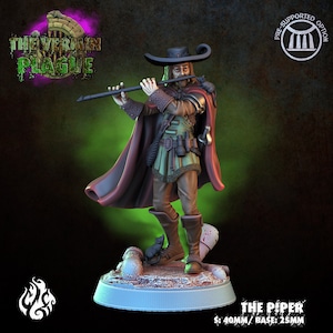 human bard with flute miniature - DnD miniatures - Role Playing Game - Tabletop Miniature - dungeons and dragons - D&D