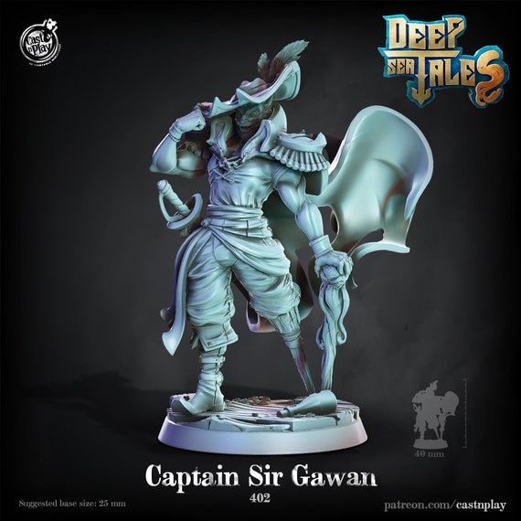 Pirate captain miniature CastnPlay DnD miniatures Role Playing Game Tabletop Miniature dungeons and dragons D D