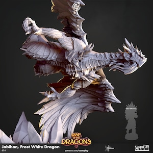 White Frost Dragon miniature - CastnPlay - DnD miniatures - Role Playing Game - Tabletop Miniature - dungeons and dragons - D&D