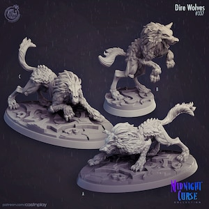 Dire wolf miniatures - CastnPlay - DnD miniatures - Role Playing Game - Tabletop Miniature - dungeons and dragons - D&D