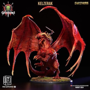 Gargantuan Red Dragon with rider miniature - DnD miniatures - Role Playing Game - Tabletop Miniature - dungeons and dragons - D&D