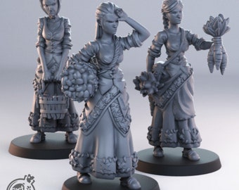 female townsfolk miniature pack - CastnPlay - DnD miniatures - Role Playing Game - Tabletop Miniature - dungeons and dragons - D&D