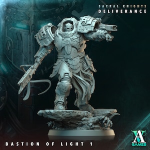 bastion of light space knight miniature - D&D miniatures - Role Playing Game - Tabletop Miniature - sci fi miniatures - war games miniatures