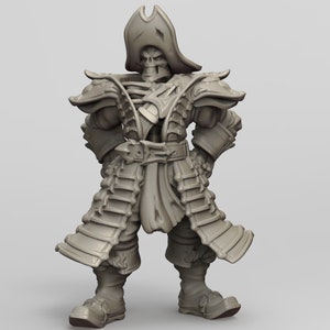 Undead pirate captain miniature - CastnPlay - DnD miniatures - Role Playing Game - Tabletop Miniature - dungeons and dragons - D&D