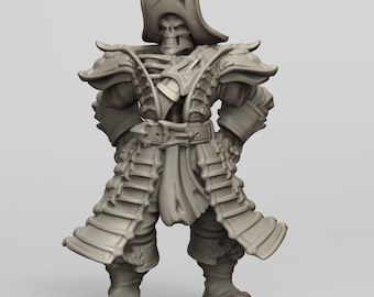 Undead pirate captain miniature - CastnPlay - DnD miniatures - Role Playing Game - Tabletop Miniature - dungeons and dragons - D&D