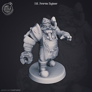 Dwarven engineer miniature - CastnPlay - DnD miniatures - Role Playing Game - Tabletop Miniature - dungeons and dragons - D&D