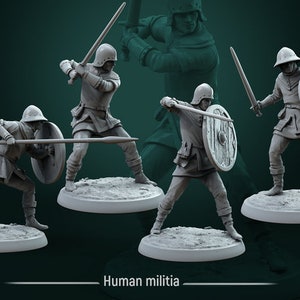 Human Militia miniatures - DnD miniatures - Role Playing Game - Tabletop Miniature - dungeons and dragons - white werewolf tavern - D&D