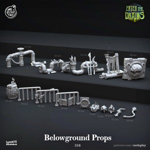 Sewer prop set scatter terrain - dungeons and dragons - fantasy Role Playing Game - scatter terrain - Tabletop terrain - D&D terrain
