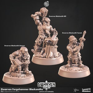 Dwarven blacksmith miniature - CastnPlay - DnD miniatures - fantasy Role Playing Game - Tabletop Miniature - dungeons and dragons - D&D