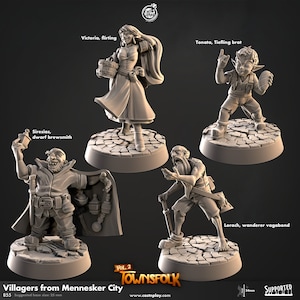 Villager miniatures - CastnPlay - DnD miniatures - Role Playing Game - Tabletop Miniature - dungeons and dragons - D&D