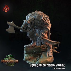 Crocodile warrior miniature - Crippled God Foundry - DnD miniatures - Role Playing Game - Tabletop Miniature - dungeons and dragons - D&D