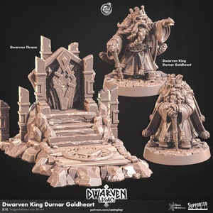 Dwarven king miniature - CastnPlay - DnD miniatures - fantasy Role Playing Game - Tabletop Miniature - dungeons and dragons - D&D