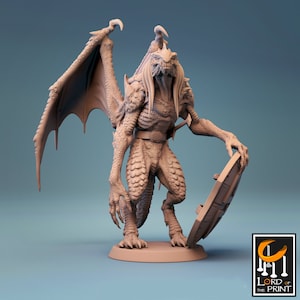 Green Abishai half dragon miniature - DnD miniatures - Role Playing Game - Tabletop Miniature - dungeons and dragons - D&D