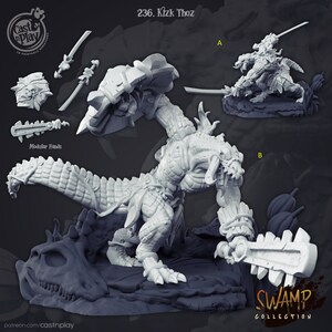 Lizard warrior miniature - CastnPlay - DnD miniatures - Role Playing Game - Tabletop Miniature - dungeons and dragons - D&D
