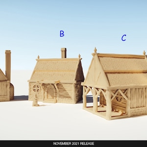 Medieval cottage terrain scenery - dungeons and dragons - fantasy Role Playing Game - scatter terrain - Tabletop terrain - D&D terrain