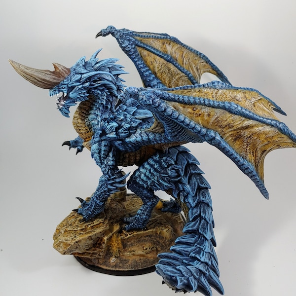 Chromatic Blue Dragon miniature - Lord of the Print - DnD miniatures - Role Playing Game - Tabletop Miniature - dungeons and dragons - D&D