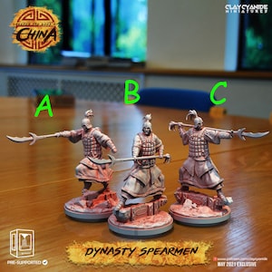 Dynasty Spearmen miniatures - DnD miniatures - Role Playing Game - Tabletop Miniature - dungeons and dragons - D&D
