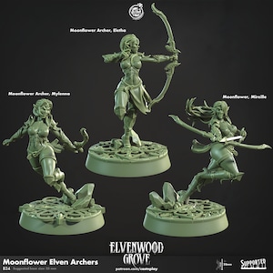 Moonflower elf archer miniatures - CastnPlay - DnD miniatures - Role Playing Game - Tabletop Miniature - dungeons and dragons - D&D