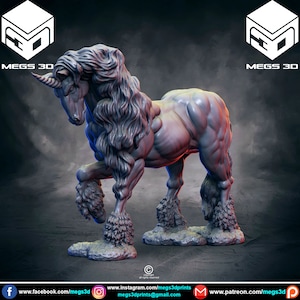 Eenhoornminiatuur | Fantasieminiatuur | DnD-miniaturen | NST | Tafelspel | RPG | Verkenner | MEGS3D D&D